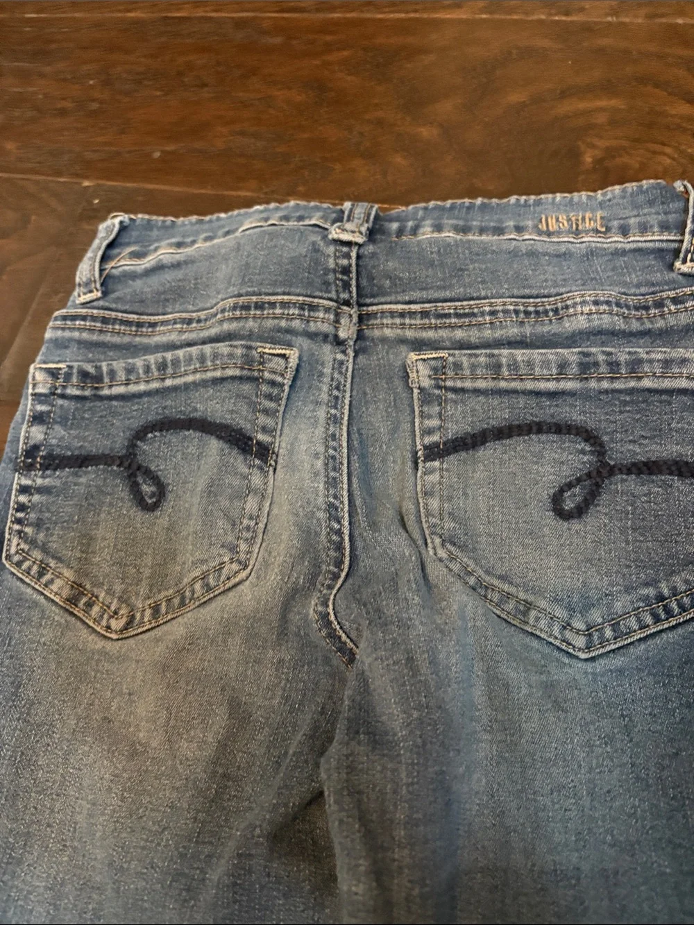 Justice Girls' Distressed Blue Denim Jeans size 10
